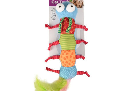 Flamingo Yowly Caterpillar Cat Toy – Long Plush Design with Feathers and Catnip
