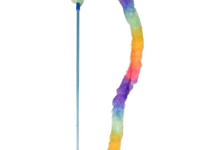 Flamingo Cat Yowly Dangler Caterpillar – Furry Rustling Cat Fishing Rod Toy, Interactive Play