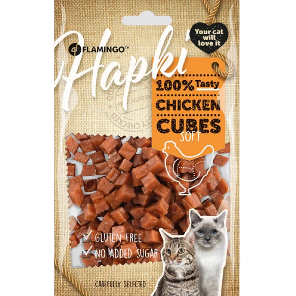 Flamingo Hapki Chicken Cubes Soft Cat Treats – Tender Bite-Sized Snack, 85g Pack