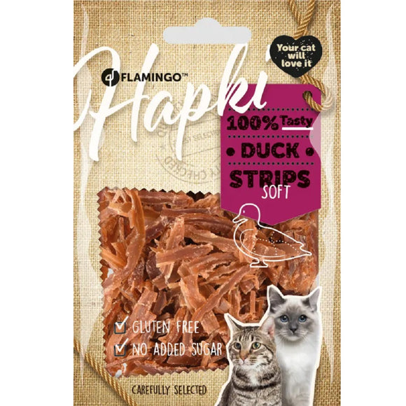 Flamingo Hapki Duck Strips Soft 50g – Gluten-Free Dried Duck Cat Treats, Tender Texture