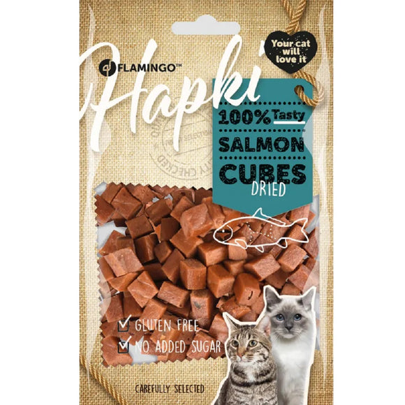 Flamingo Hapki Salmon Cubes – Dried Cat Treats with Salmon and Chicken, 85g