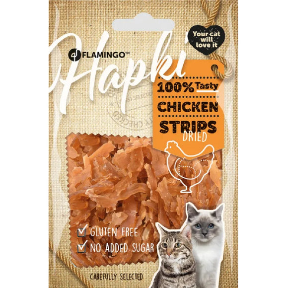 Flamingo Hapki Chicken Strips – Gluten-Free Dried Cat Treats, 50g, High Protein