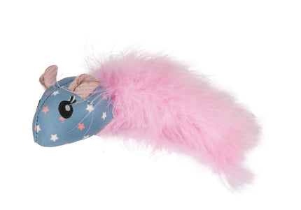 Flamingo Winny Mouse Cat Toy 14cm – Feather Boa, Catnip, Rustling Sound, Engaging Play