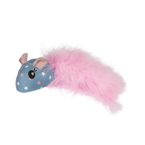 Flamingo Winny Mouse Cat Toy 14cm – Feather Boa, Catnip, Rustling Sound, Engaging Play