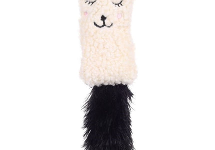 Flamingo Cat Suava Cushion 20cm – White Plush Rustling Toy with Tail and Catnip
