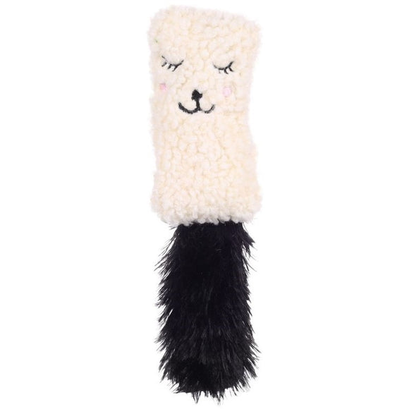 Flamingo Cat Suava Cushion 20cm – White Plush Rustling Toy with Tail and Catnip