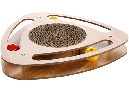 Flamingo Cat Scratching Triangle – Cardboard Post with Catnip, Three Balls, Interactive Design