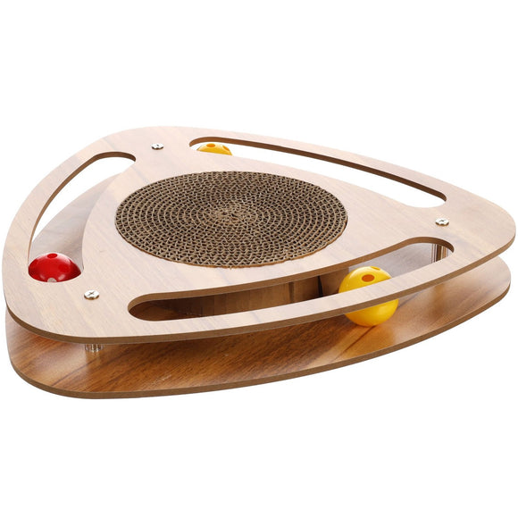 Flamingo Cat Scratching Triangle – Cardboard Post with Catnip, Three Balls, Interactive Design