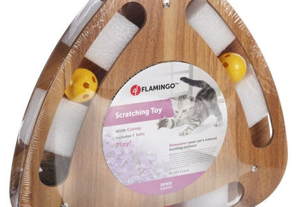 Flamingo Cat Scratching Triangle – Cardboard Post with Catnip, Three Balls, Interactive Design
