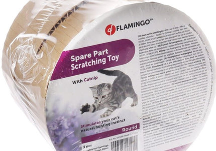 Flamingo Cat Spare Scratching Posts – Cardboard Inserts with Catnip, 3 Pack, Fits Hexagon and Triangle Toys