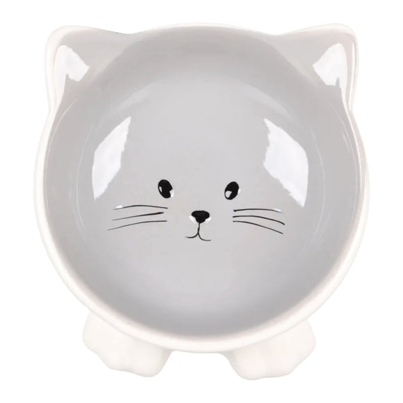 Flamingo Puzi Grey Ceramic Bowl 125ml – Elevated Design, Durable Kitten Feeder
