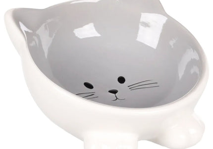 Flamingo Puzi Grey Ceramic Bowl 125ml – Elevated Design, Durable Kitten Feeder