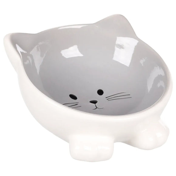 Flamingo Puzi Grey Ceramic Bowl 125ml – Elevated Design, Durable Kitten Feeder