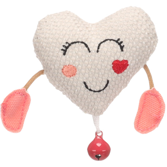 Flamingo Lovu Heart Catnip Toy – Plush Heart with Bell, Engaging Playtime Design