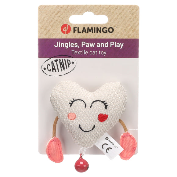 Flamingo Lovu Heart Catnip Toy – Plush Heart with Bell, Engaging Playtime Design