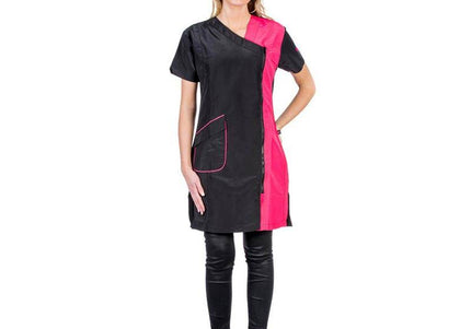 Groom Professional Verona Grooming Tunic – Black and Pink, Lightweight Comfortable Design