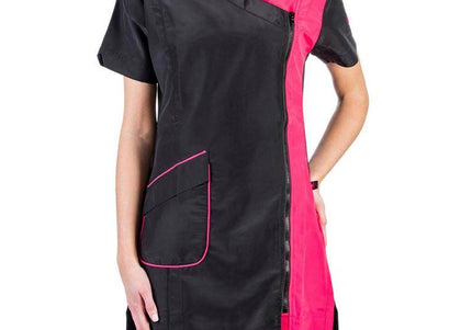 Groom Professional Verona Grooming Tunic – Black and Pink, Lightweight Comfortable Design