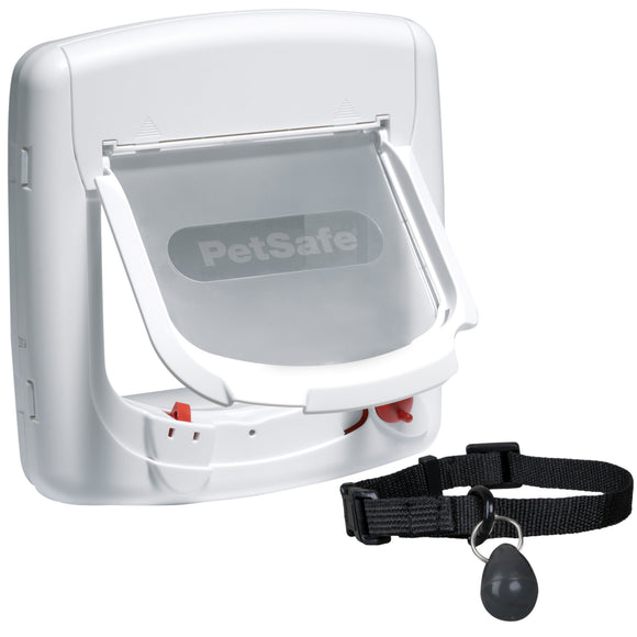 PetSafe Staywell Magnetic Deluxe Cat Flap – Secure White Door with Magnetic Locking System