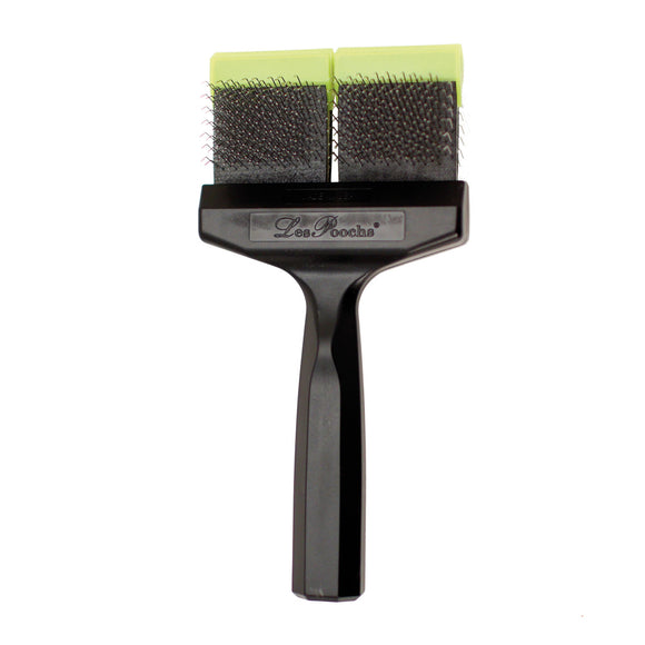 Les Poochs Green Medium Pro Brush 9cm – Original Flexible Grooming Brush, Medium Soft Bristles