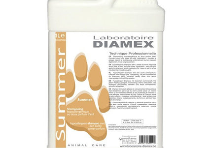 Diamex Summer Hypoallergenic Shampoo – Melon Scent, Concentrated 1:8 Formula, 1L Bottle