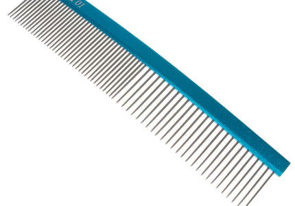 Miranda Belinda 01 Curved Grooming Comb – 19cm Aluminum Handle, Mixed Tooth Spacing