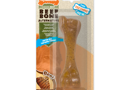 Nylabone Puppy Beef Bone S – Safe Chew Toy with Beef Scent, Small Size