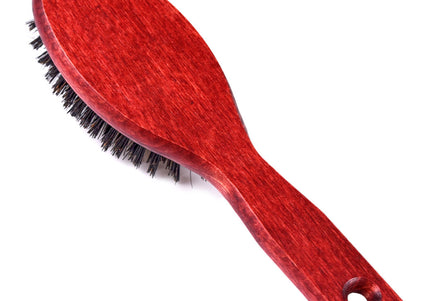 Blovi Red Wood Grooming Brush 17.5cm – Small Natural Bristle Tool for Short or Thin Coats