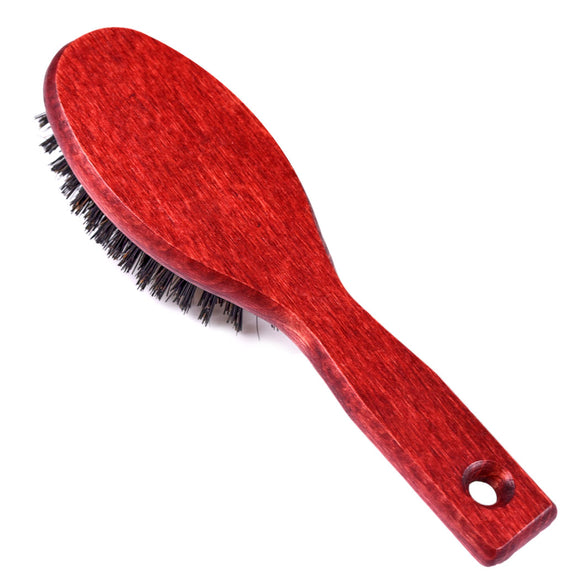 Blovi Red Wood Grooming Brush 17.5cm – Small Natural Bristle Tool for Short or Thin Coats