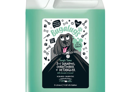 Bugalugs Tangle Tame 3in1 Shampoo – Avocado Coconut Scent, Conditioner and Detangler, 5L