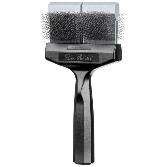 Les Poochs Silver Finishing Brush 9cm – Hard Flexible Grooming Brush for Smooth Results