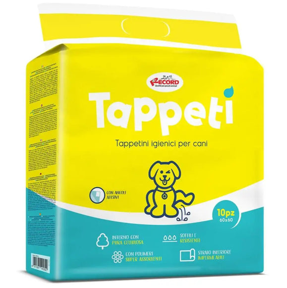 Record Tappeti Absorbent Training Pads 60x60cm – Leak-Proof, Quick-Dry Design, 10 Pack