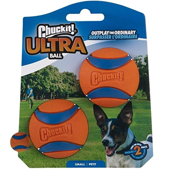 Chuckit! Ultra Ball Small 5cm – High-Bounce Rubber Toy, 2 Pack, Durable and Squeak-Free