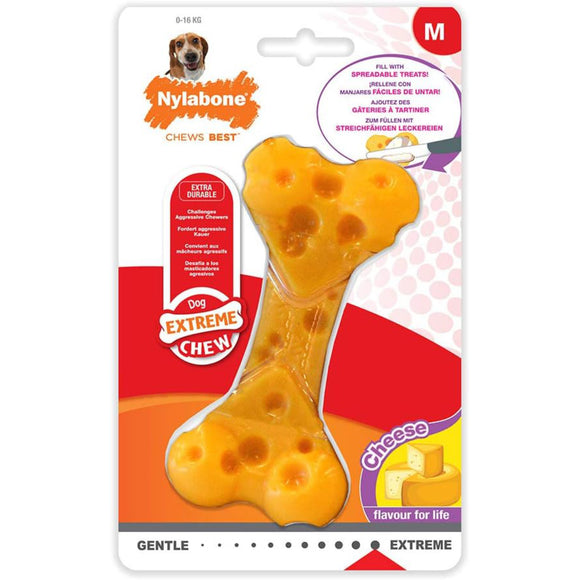 Nylabone Cheese Extreme Texture Bone – Large Cheese-Flavored Chew with Spreadable Treat Surface