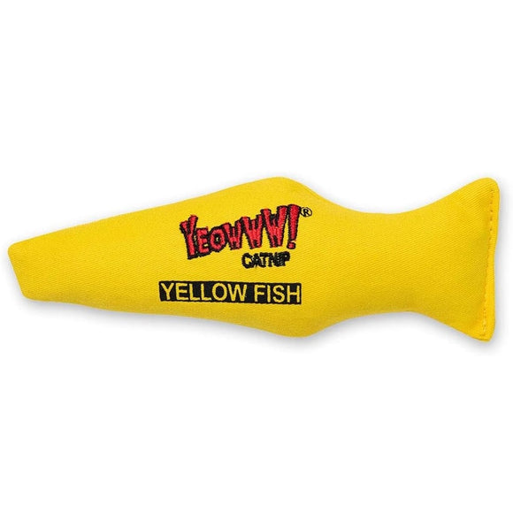 Yeowww! Yellow Fish Cat Toy 17cm – Organic Catnip Plush, Vibrant Durable Design
