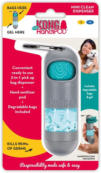 KONG Mini HandiPOD Clean Dispenser – Compact Bag Holder with Integrated Disinfectant Wipes