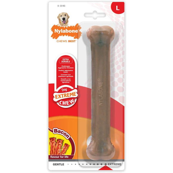 Nylabone Extreme Chew Bacon Bone – Durable Large Chew Toy with Realistic Bacon Flavor