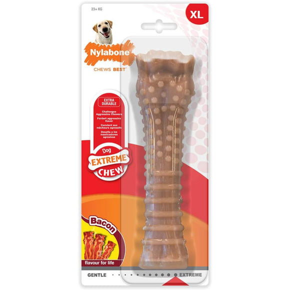Nylabone Extreme Chew Bacon Bone – Durable Large Chew Toy with Realistic Bacon Flavor