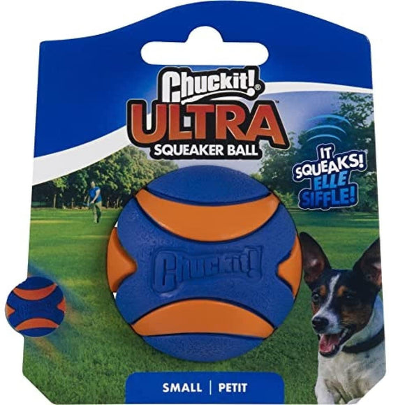 Chuckit! Ultra Squeaker Ball Small 5cm – Bouncy Rubber Ball with Built-In Squeaker
