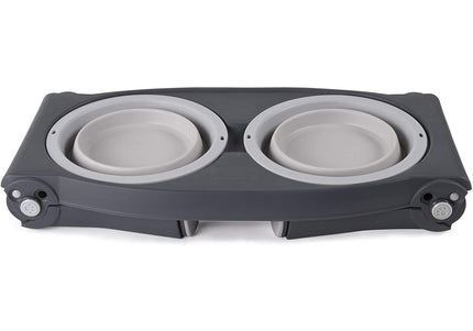 Dexas Adjustable Height Feeder – Elevated Double Bowl Stand, Blue, Customizable Levels