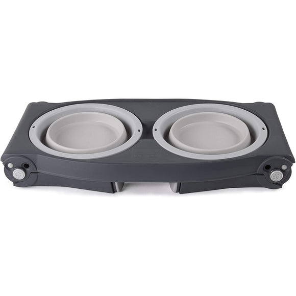 Dexas Adjustable Height Feeder – Elevated Double Bowl Stand, Blue, Customizable Levels