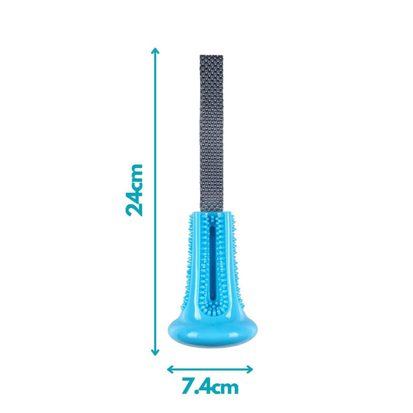 Nuzzle Puzzle Fling N Forage Bell Rubber Dog Toy with Handle and Treat Bell – Durable Interactive Play