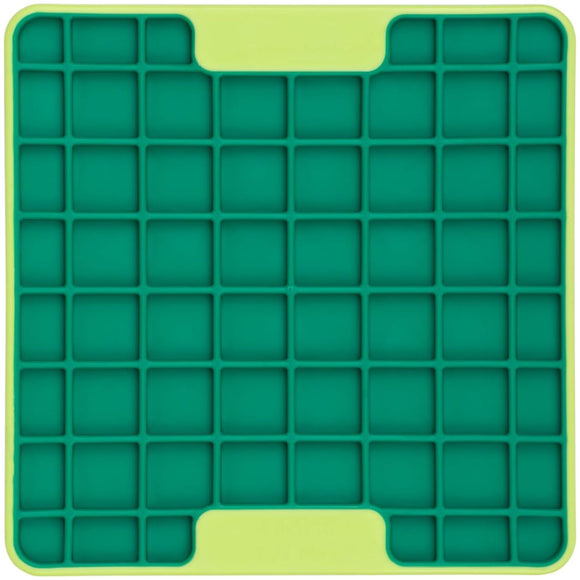 LickiMat Mini Tuff Playdate Green – Hard Checkered Licking Mat, Small Size, Durable Design