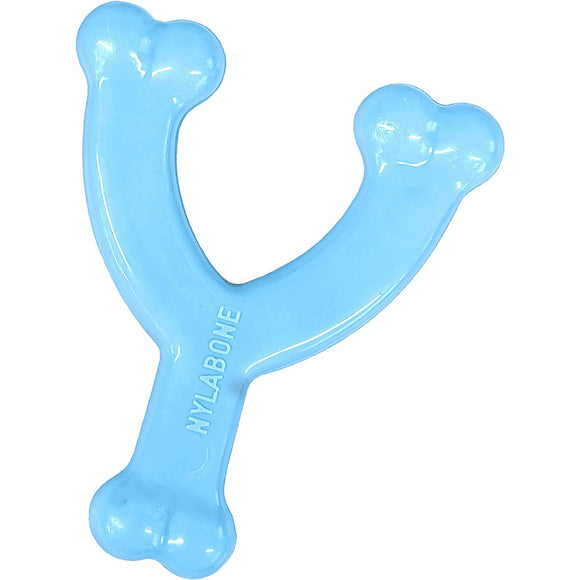 Nylabone Puppy Chicken Wishbone XS – Chicken Scented Chew Toy, Extra Small, Blue
