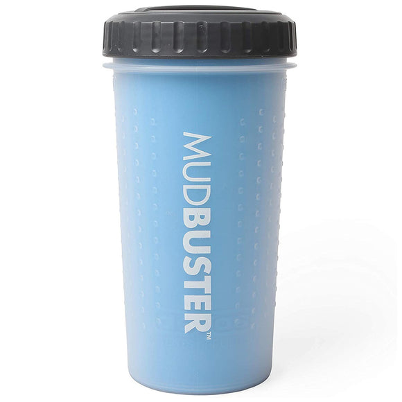 Dexas Lidded Mudbuster Large – Silicone Paw Cleaner with Secure Lid, Blue, Size L