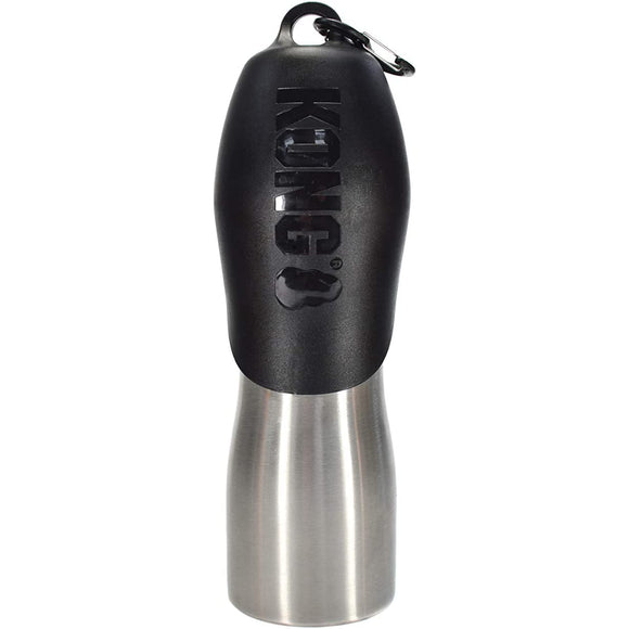 KONG H2O Drinking Water Bottle 740ml – Stainless Steel Bottle with Detachable Bowl, Black