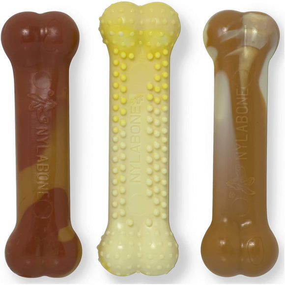 Nylabone Extreme Dura Chew Triple Pack – Durable Chew Set, Chicken, Corn, Vanilla Flavors