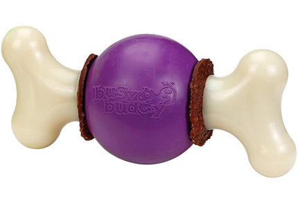 PetSafe Busy Buddy Bouncy Bone – Medium Durable Chew Toy with Treat, Interactive Ball Design