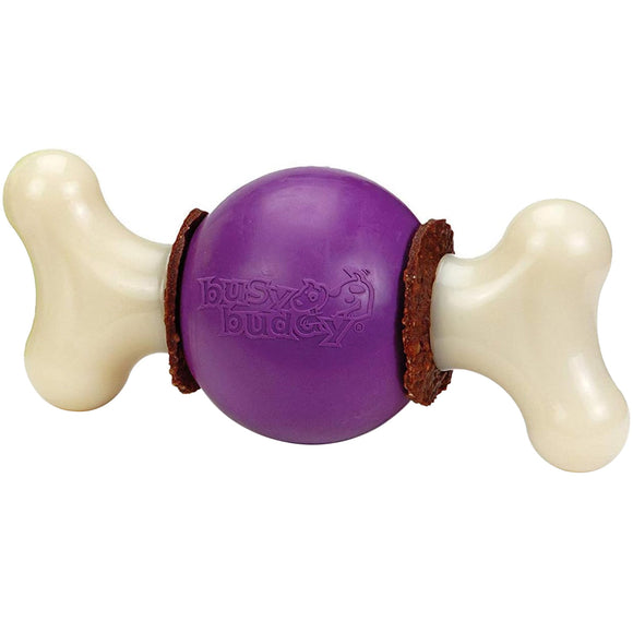 PetSafe Busy Buddy Bouncy Bone – Medium Durable Chew Toy with Treat, Interactive Ball Design