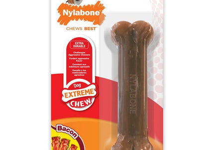 Nylabone Extreme Chew Bacon Bone – Durable Large Chew Toy with Realistic Bacon Flavor