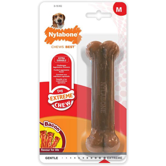 Nylabone Extreme Chew Bacon Bone – Durable Large Chew Toy with Realistic Bacon Flavor